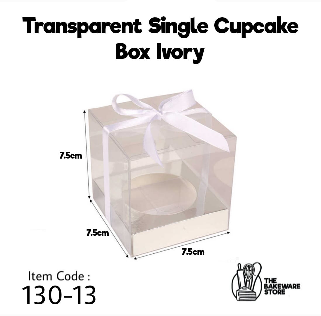 Transparent Single Cupcake Box Ivory